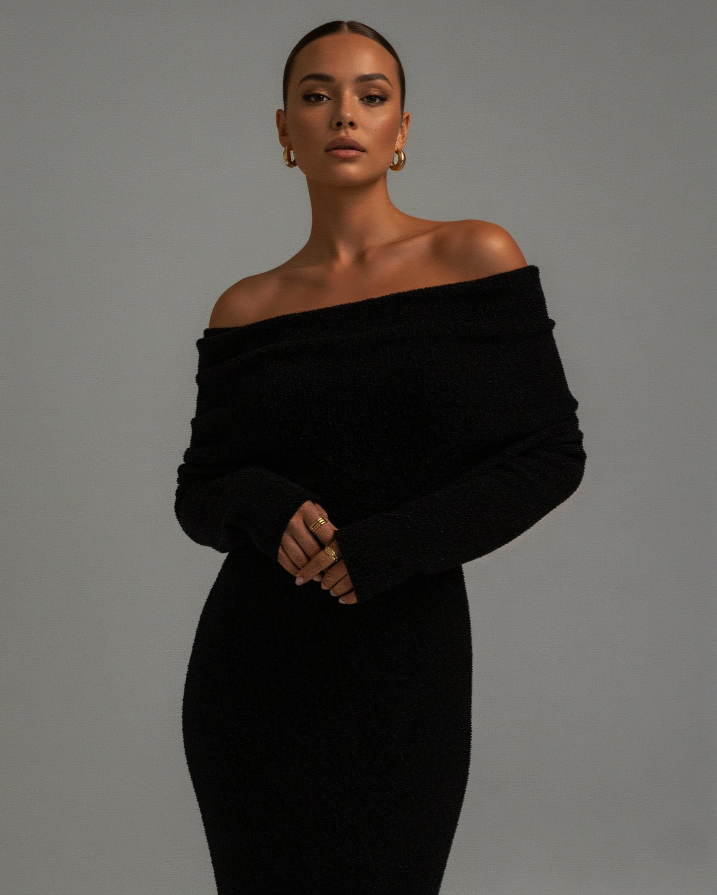 ANGELICA Knit Off-Shoulder Maxi Dress